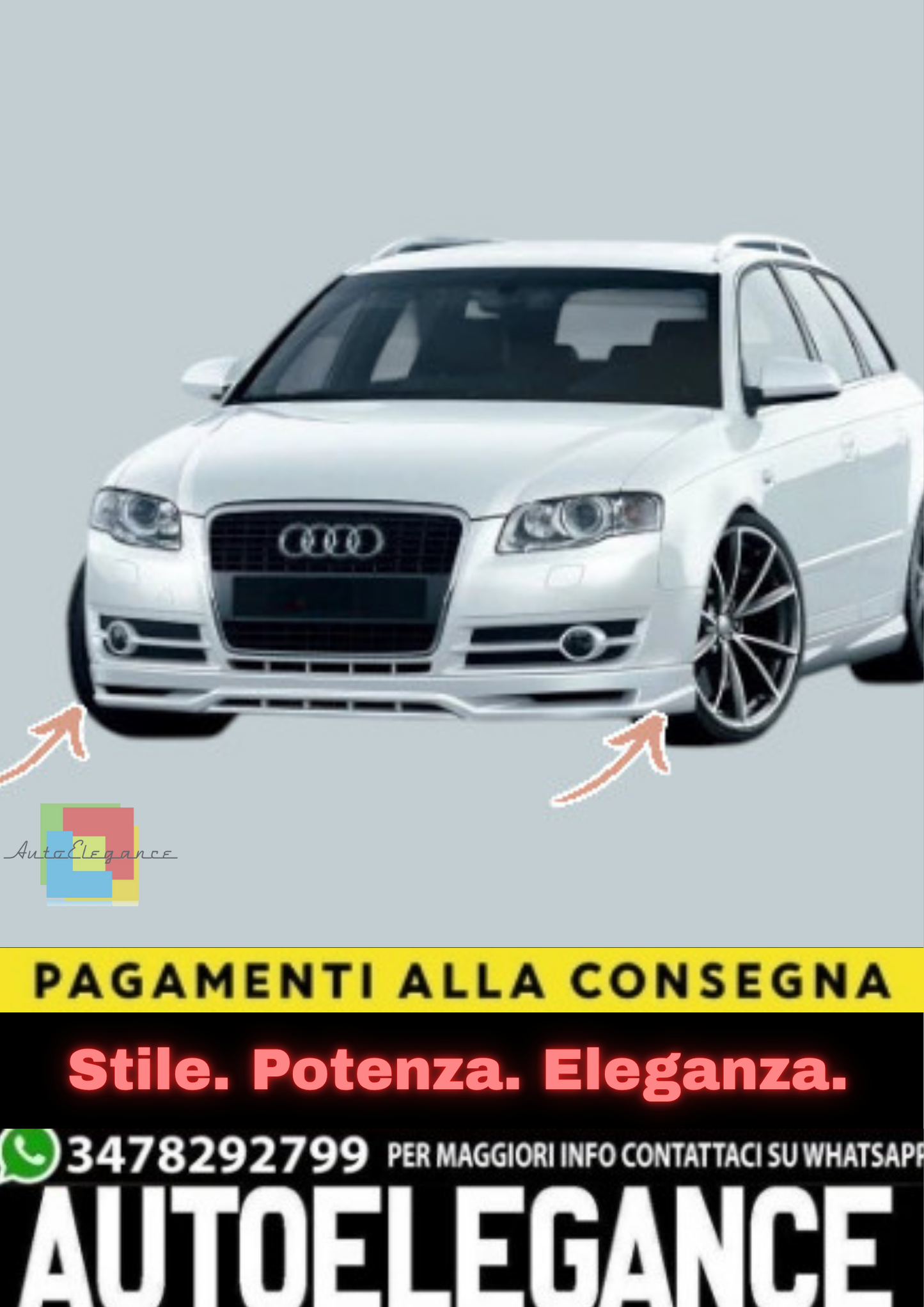 💫Splitter Sottoparaurti Anteriore per Audi A4 B7 (2004–2008) Labbro Anteriore💫