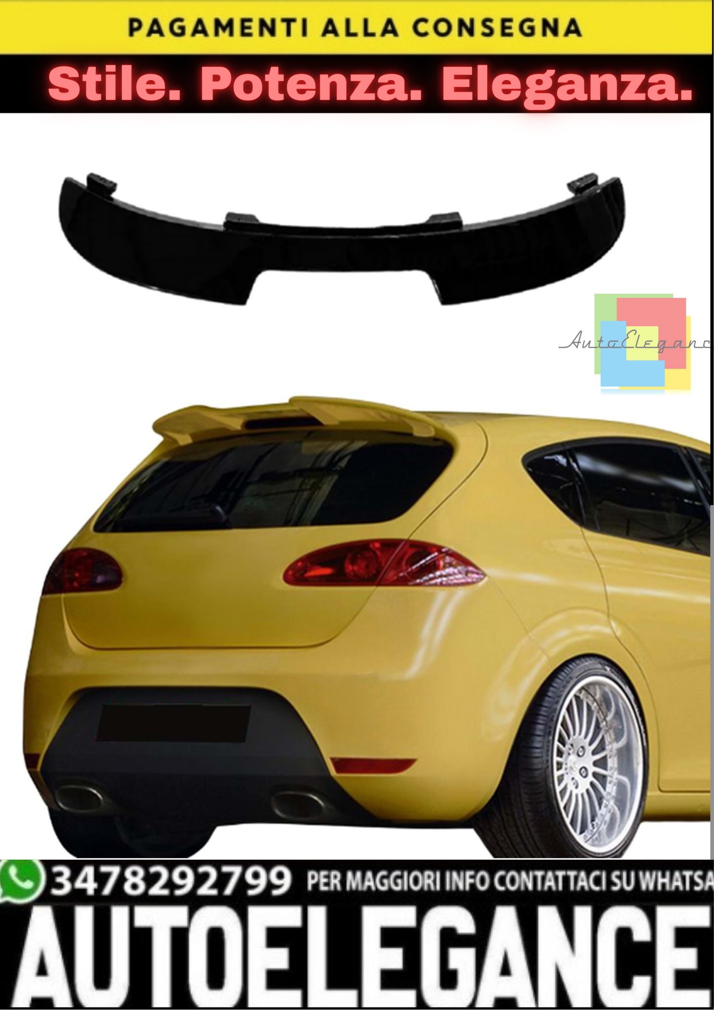 🔥SPOILER PIANOFORTE ADATTO PER LEON MK2 STYLE NERO ABS / 2005–2009🔥