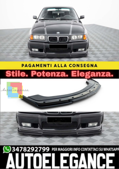 🔥LIP ANTERIORE ADATTO PER BMW E36 PIANO NERO IN PLASTICA VUOTA / 1990–2000🔥