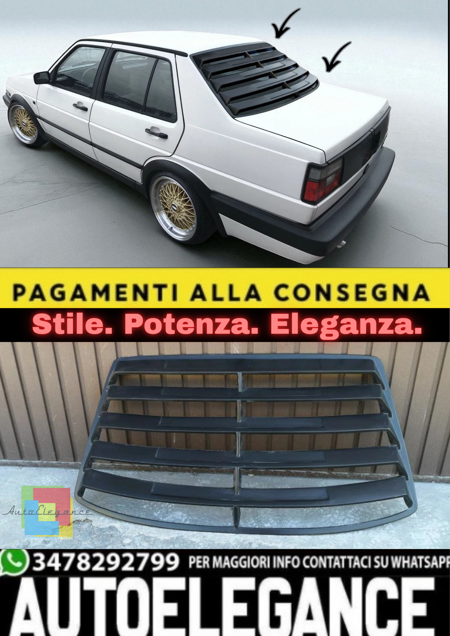 💫 Veneziana / Louver Lunotto Posteriore in ABS per VW Jetta – Look Sportivo💫