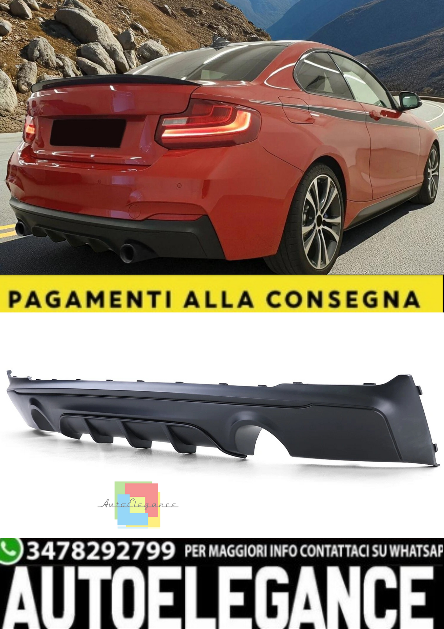 💫Diffusore posteriore Performance Nero opaco per Serie 2 BMW F22 💫