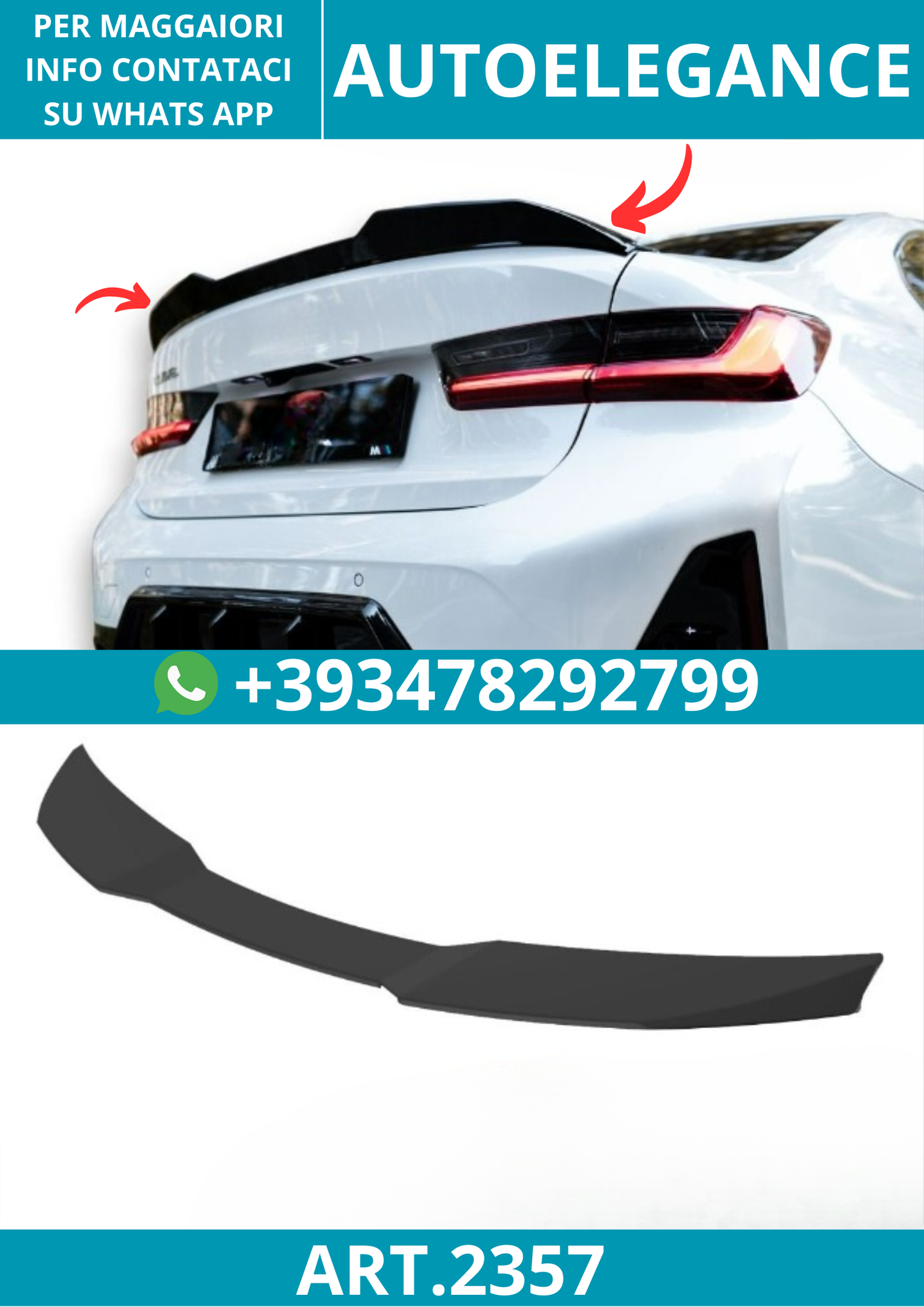 2357 ⭐Spoiler posteriore adatto per BMW Serie 3 G20 e M3 G80⭐