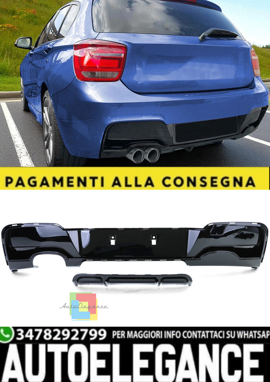 💫Diffusore Posteriore Performance Nero Lucido per BMW Serie 1 F20 (2011–2019)💫