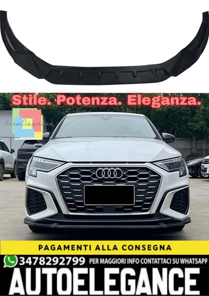 🔥AUDI A3 8Y MAX LIP ANTERIORE PIANO NERO IN PLASTICA VUOTA / 2021🔥