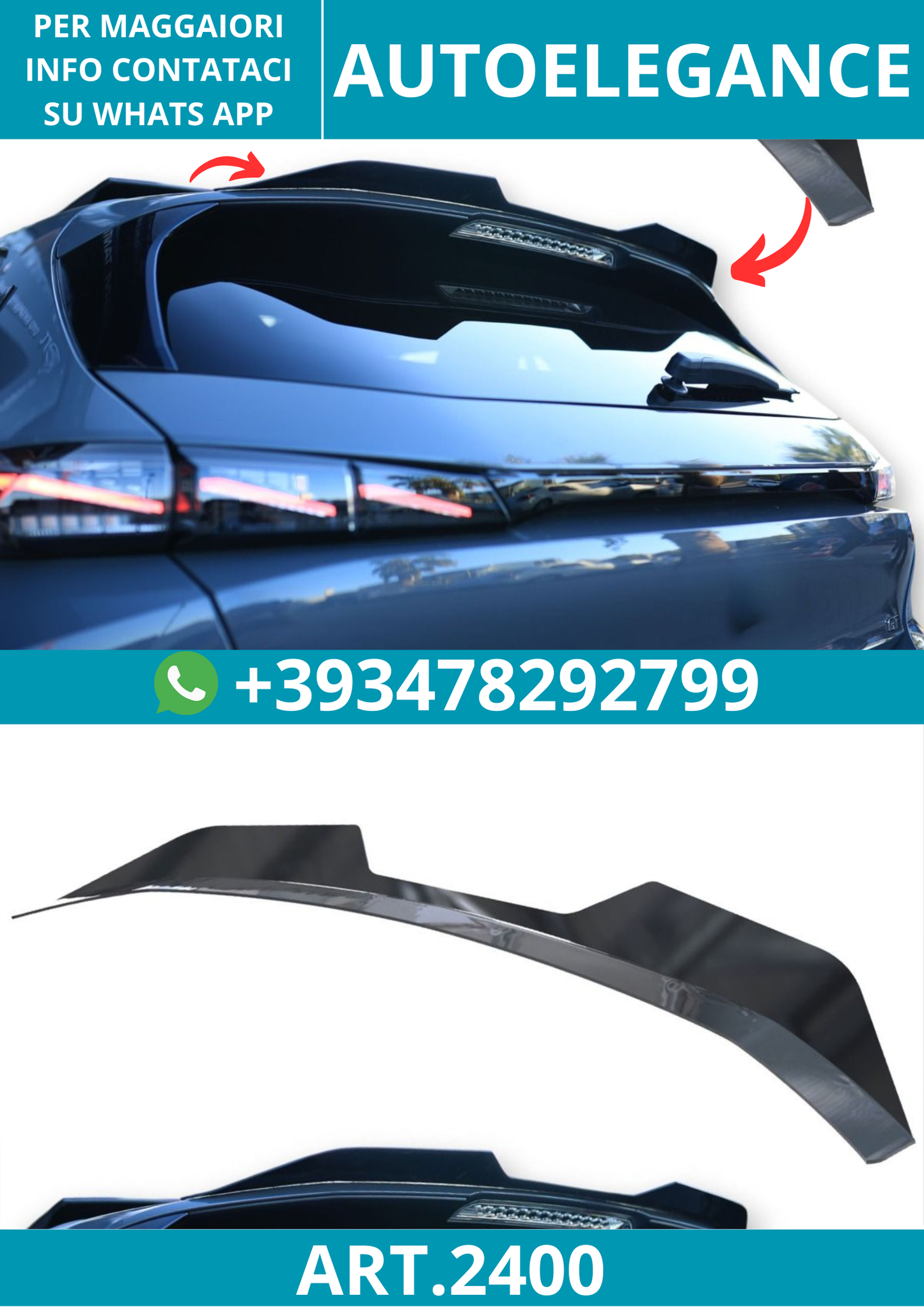 2400⭐Spoiler sul tetto adatto per Peugeot 308 GT Mk3 Hatchback (2021–)⭐