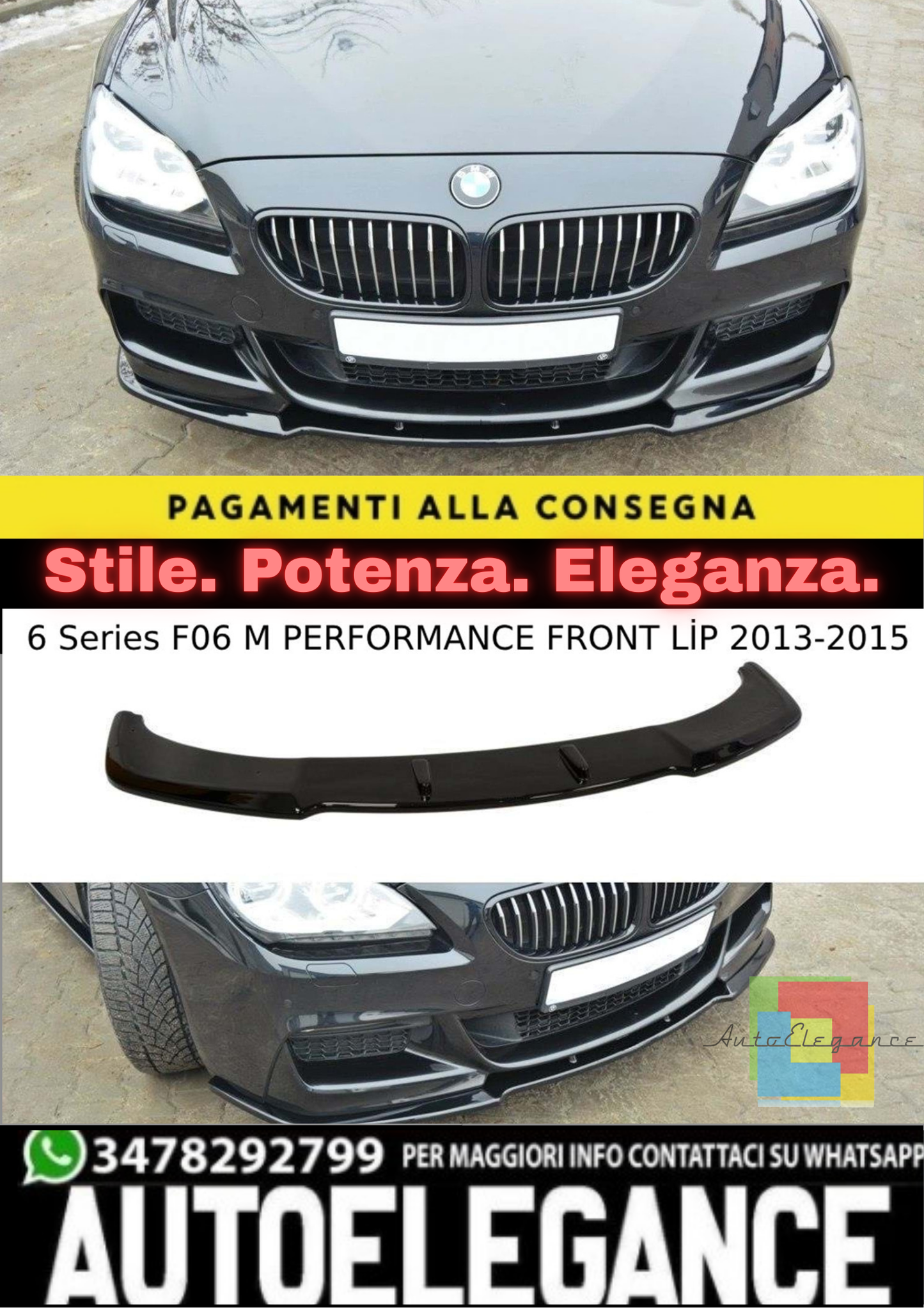 🔥BMW F06 M PERFORMANCE MAX LIP ANTERIORE IN PLASTICA VUOTA / 2013–2015 🔥