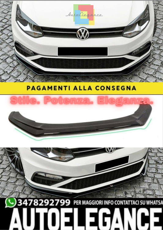 🔥POLO MK5 GTI MAX V2 FRONT LIP PIANO BLACK IN VACUUM PLASTIC / 2014–2017🔥