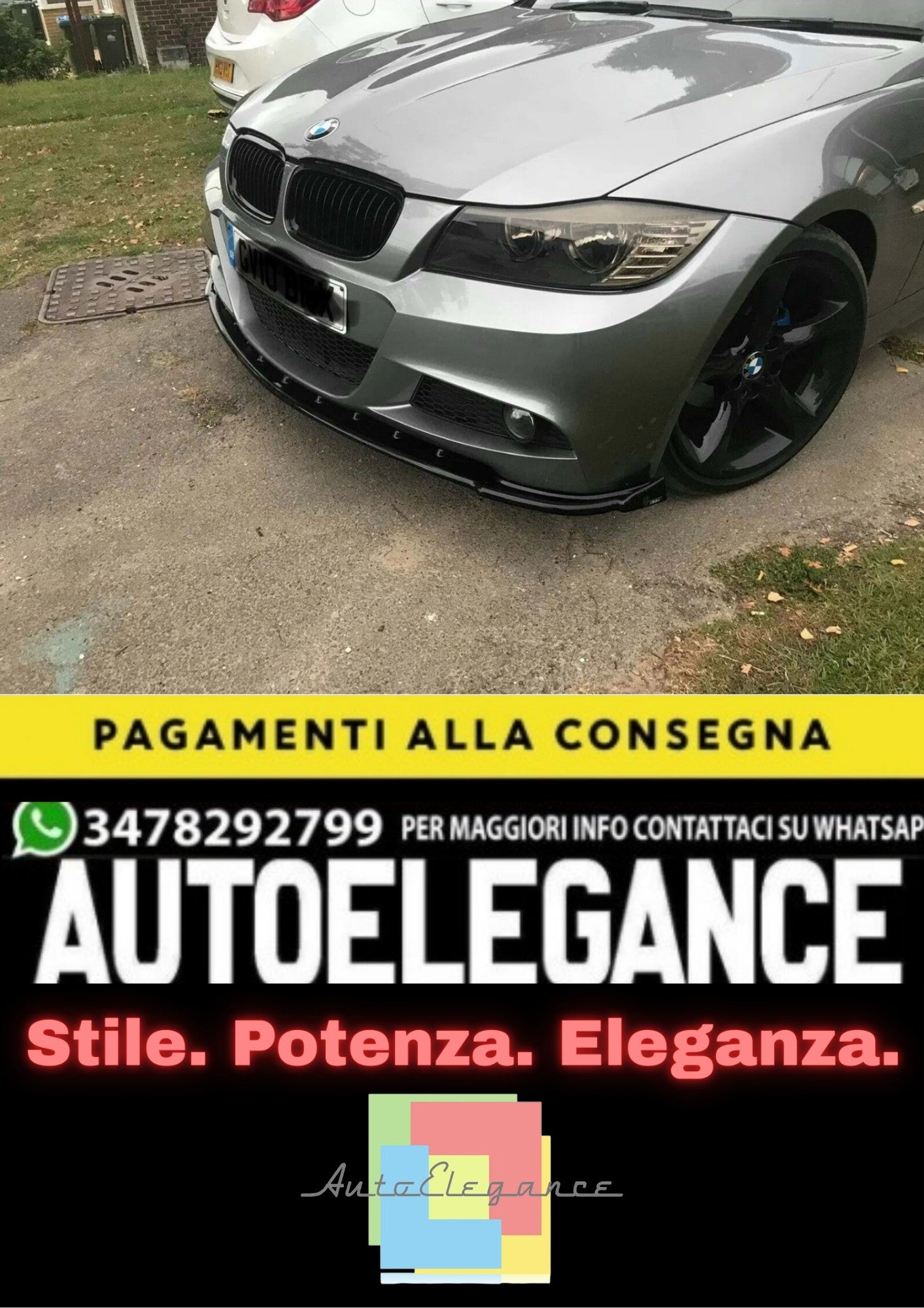 🔥BMW E90 FRONT LIP PIANO BLACK IN VACUUM PLASTIC / 2008–2011🔥