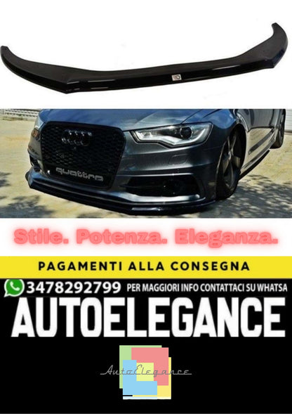🔥AUDI A6 C7 S6 / S-LINE FRONT LIP PIANO BLACK IN VACUUM PLASTIC / 2011–2018🔥