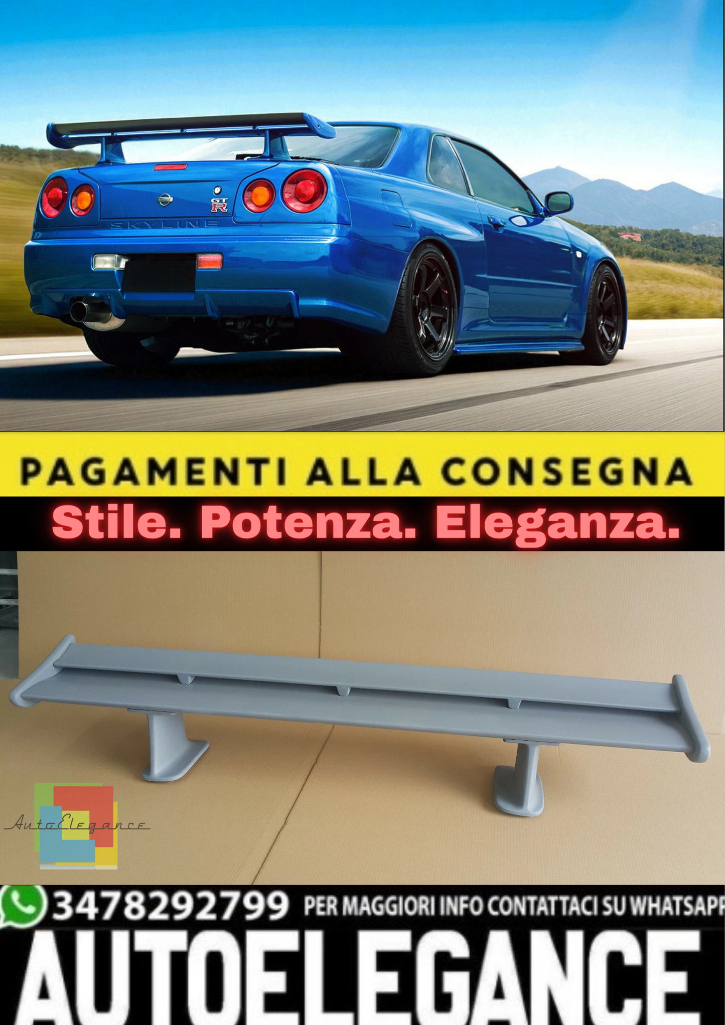 💫Spoiler Posteriore + Parafanghi Posteriori per Nissan Skyline R34💫