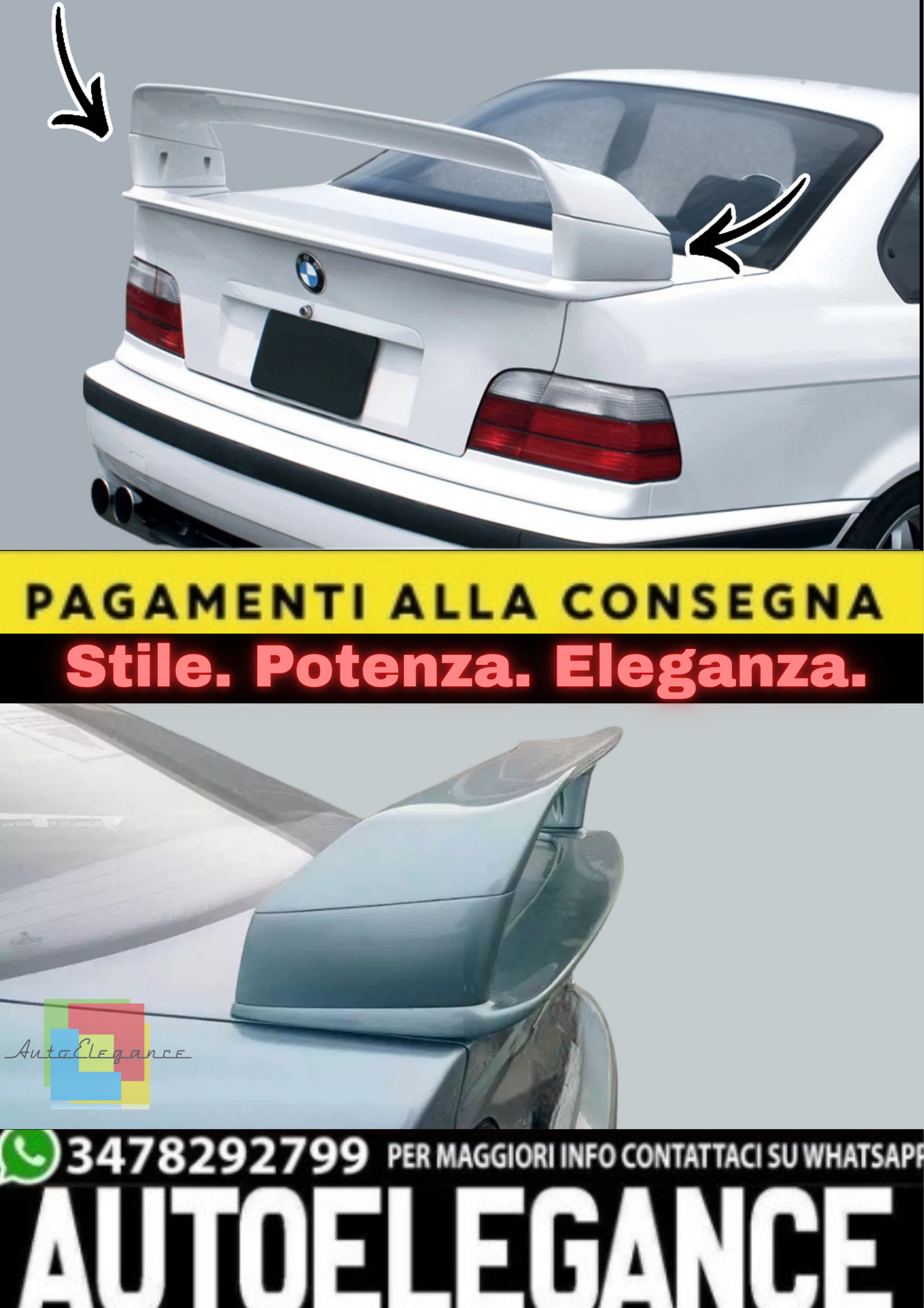 💫 Spoiler Posteriore Classe II / Ala GT per BMW Serie 3 E36 (1991–1999) 💫