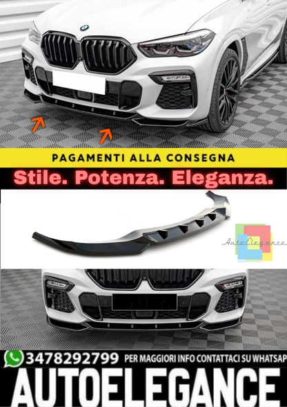 🔥BMW X6 G06 MAX M LIP ANTERIORE PIANO NERO IN PLASTICA VUOTA / 2019–SU (V1)🔥
