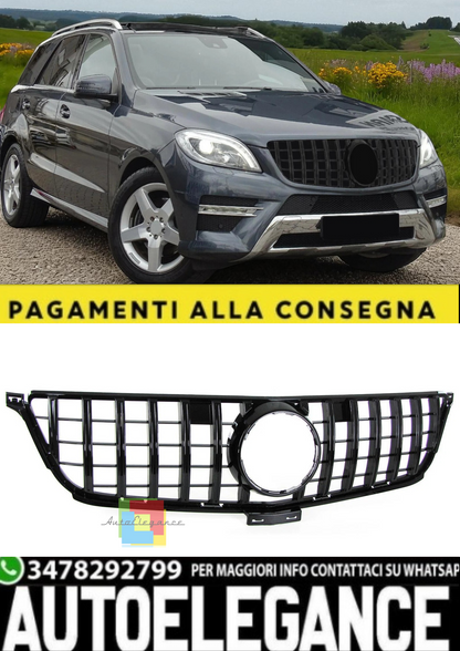 💫Griglia Anteriore Sportiva Nero Lucido per Mercedes-Benz ML W166 (2011–2015)💫