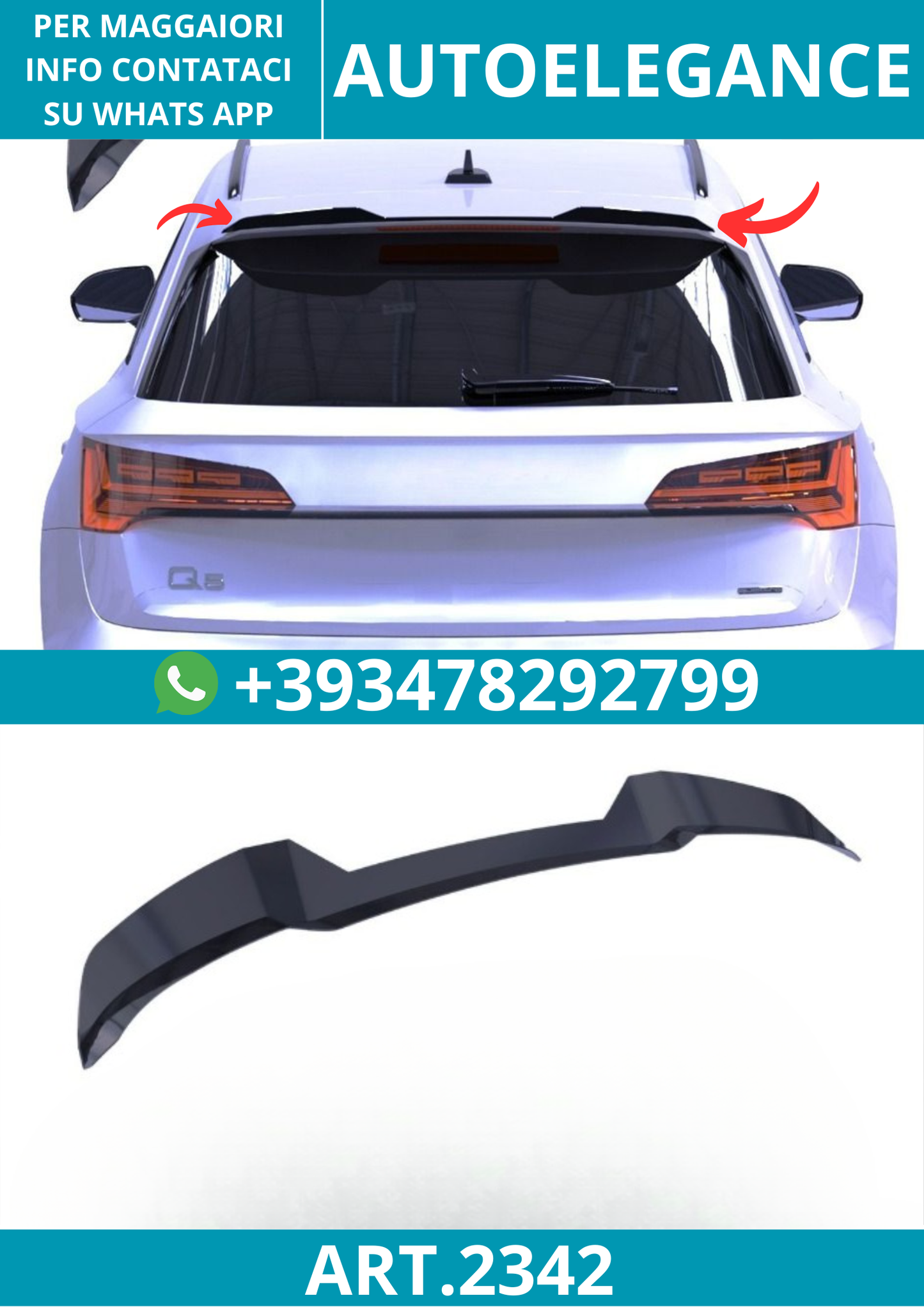 2342⭐Spoiler sul tetto adatto per Audi SQ5 Q5 S-Line Sportback Mk2 Flift 20–24⭐