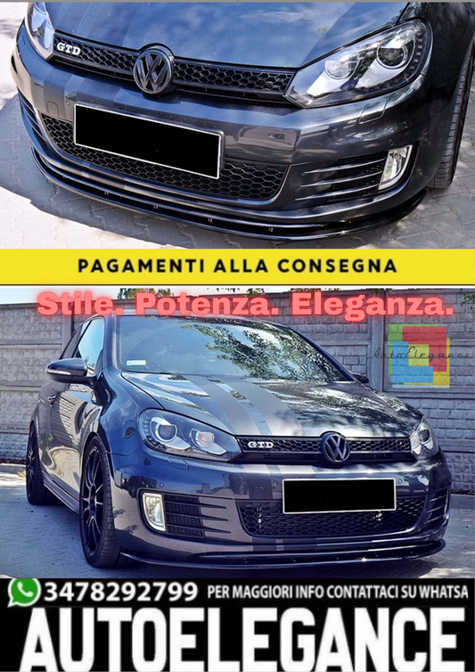 🔥GOLF 6 GTI MAX V2 LABBRO ANTERIORE PIANO NERO IN PLASTICA VUOTA / 2008–2012🔥