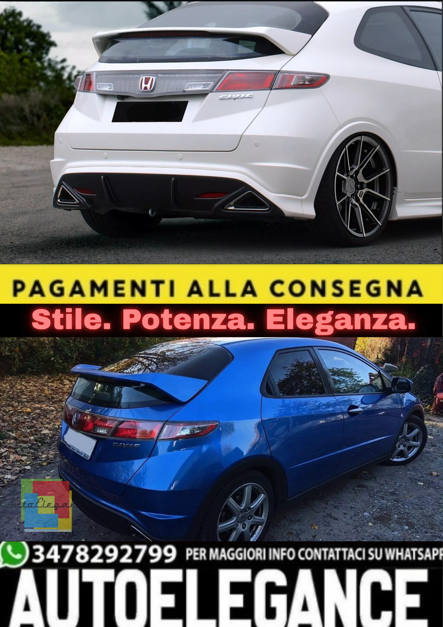 💫Spoiler Posteriore ad Ala per Honda Civic FN / FN2 / FK 2006–2011 💫