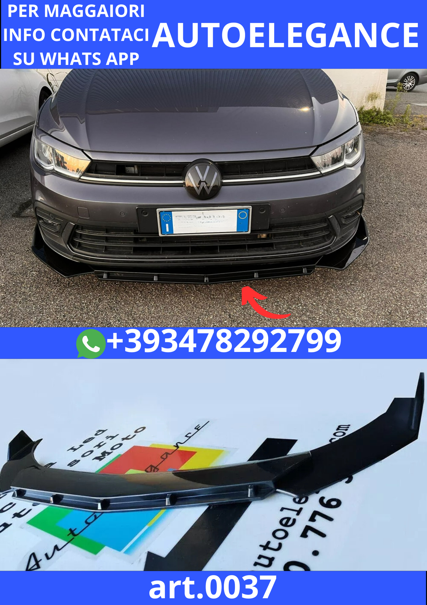 🔥0037 SPLITTER ADATTO PER VW POLO MK6 (AW1) 2017-2021🔥