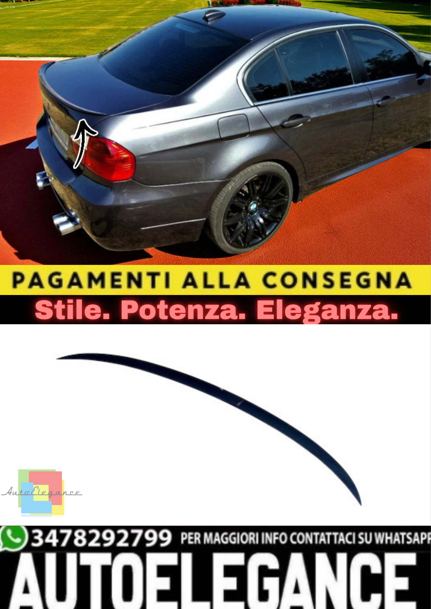 🔥Spoiler Posteriore per Baule BMW Serie 3 E90 (2004–2012) ABS Tuning Sportivo🔥