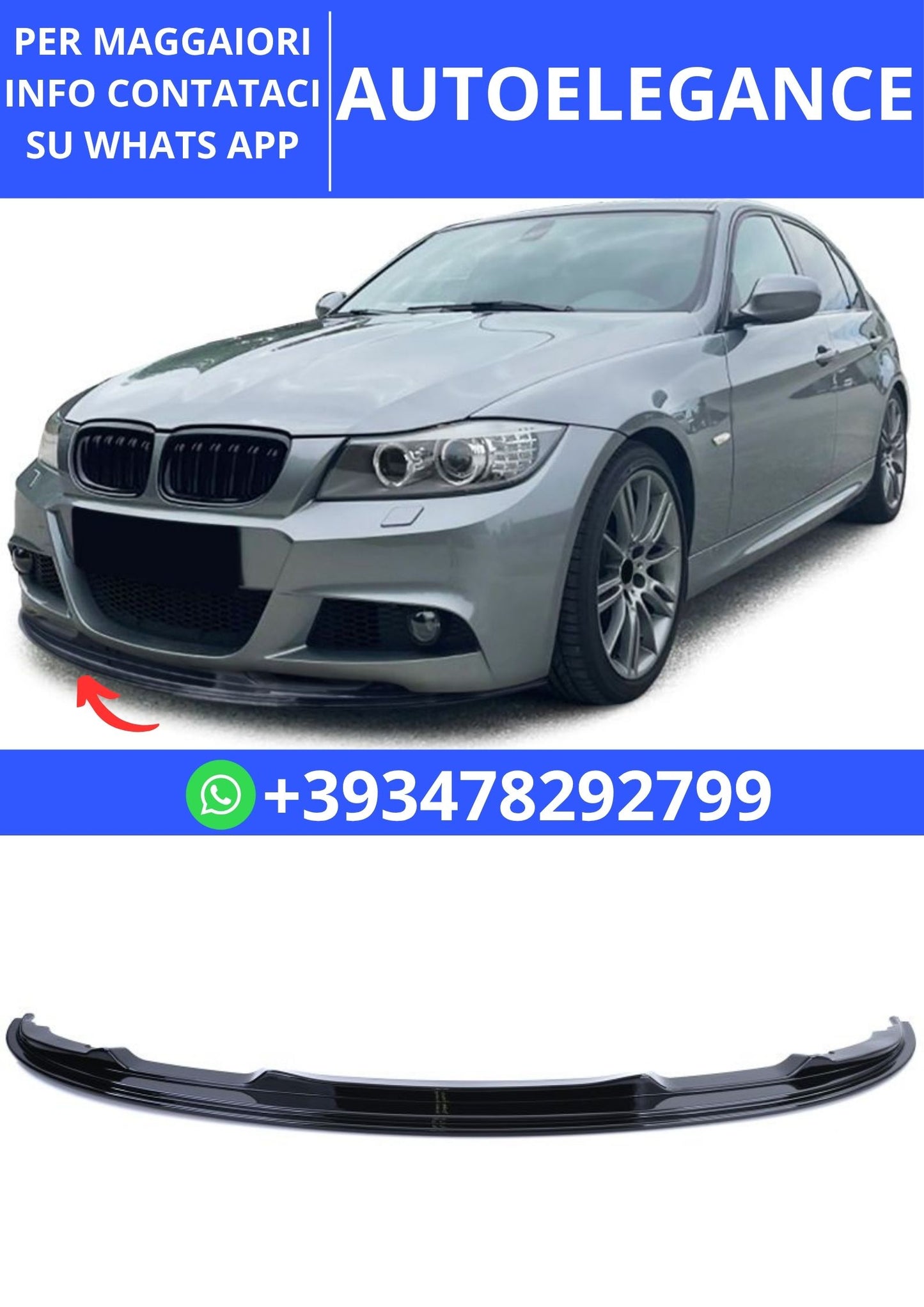 💫Splitter Anteriore Lip Performance adatto per BMW Serie 3 E90 E91 08-12💫