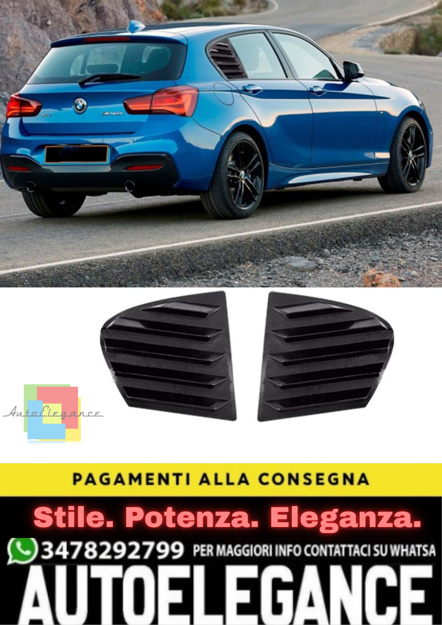 🔥BMW F20 FERITOIA FINESTRINO LATERALE PIANO NERO IN ABS / 2011–2019🔥