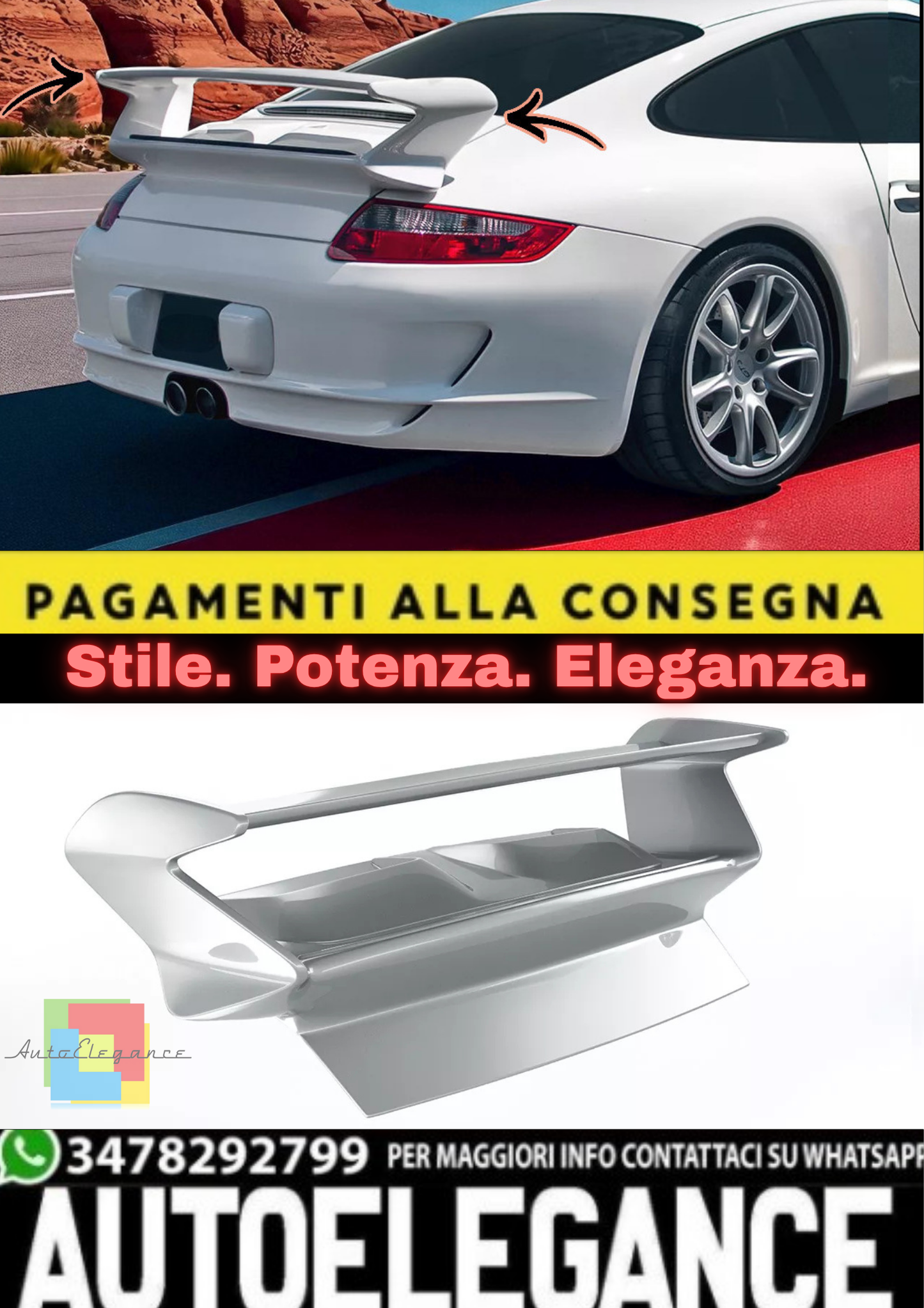 💫Spoiler Posteriore GT / GTR Look per Porsche 911 (997) – Portellone Racing💫