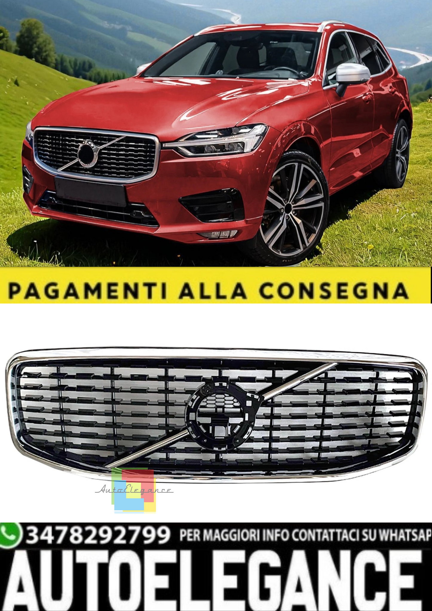 💫 Griglia Sportiva Anteriore Nero Lucido per Volvo XC60 II (dal 2017 in poi)💫