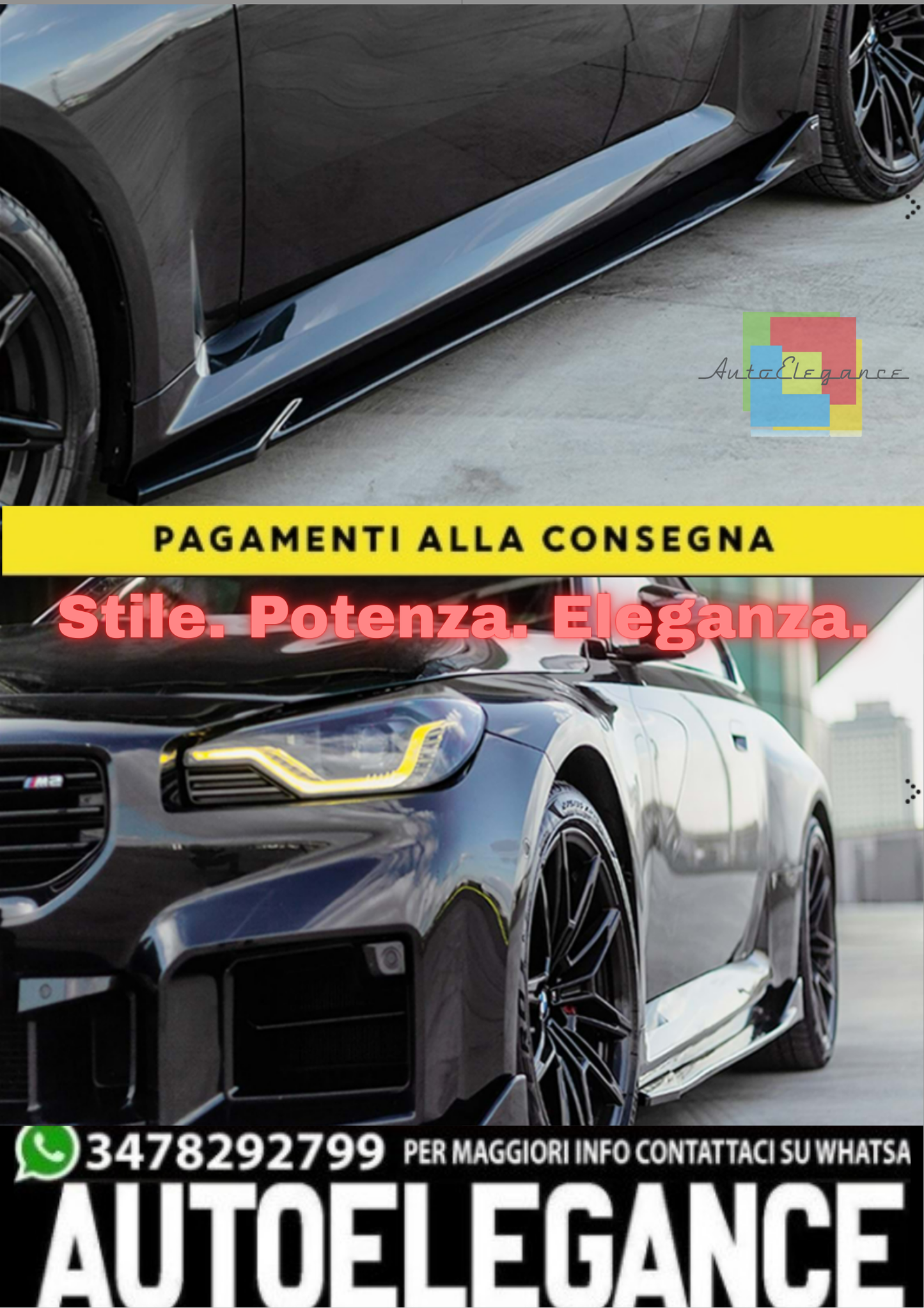 🔥BMW G87 M2 2023+ – PEDANA/FONDO A PLUS M2 V1 STYLE, PIANO BLACK SUPERFICIE🔥