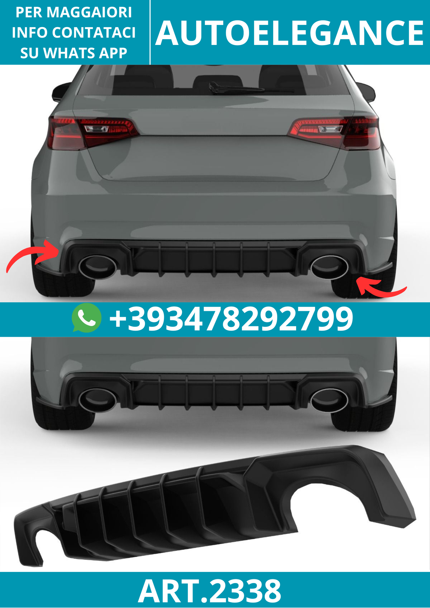 2338⭐Diffusore adatto per Audi RS3 8V Sportback (2015–2016)⭐
