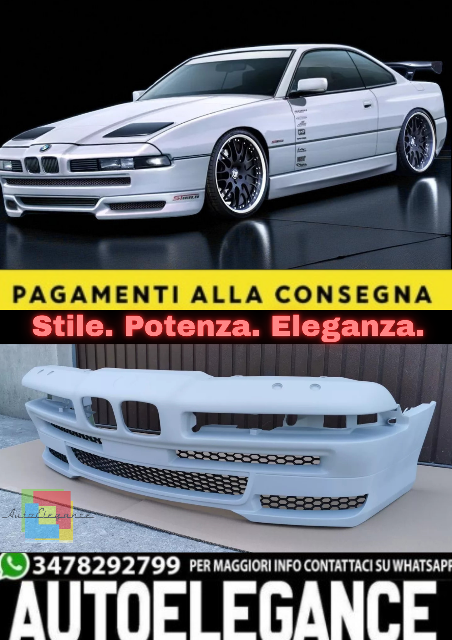 💫Paraurti Anteriore per BMW Serie 8 E31 (1989–1999) – Front Bumper Sportivo 💫