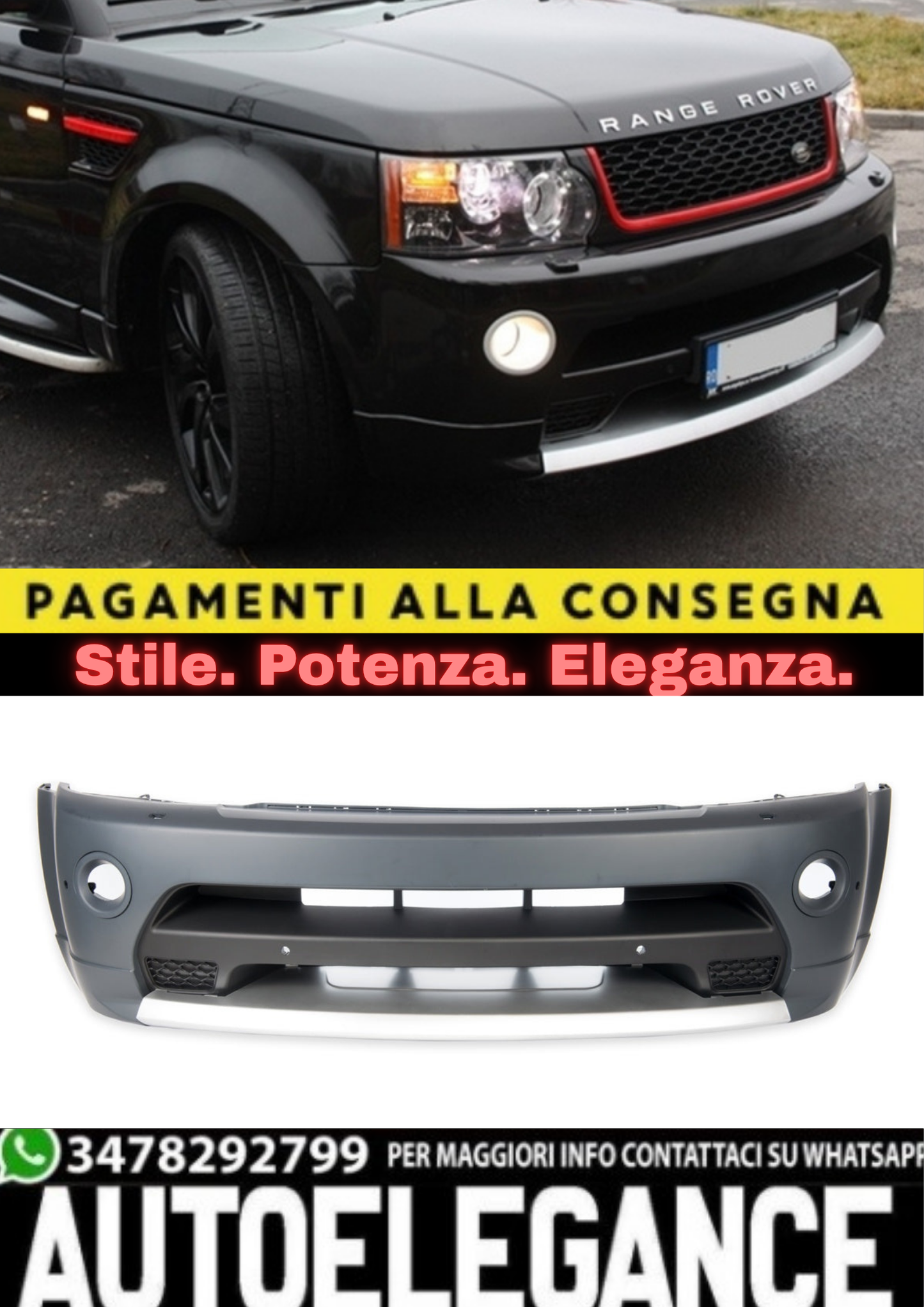 ⭐Paraurti anteriore Autobiography Look per Range RoverSport L320 Facelift 09-12⭐