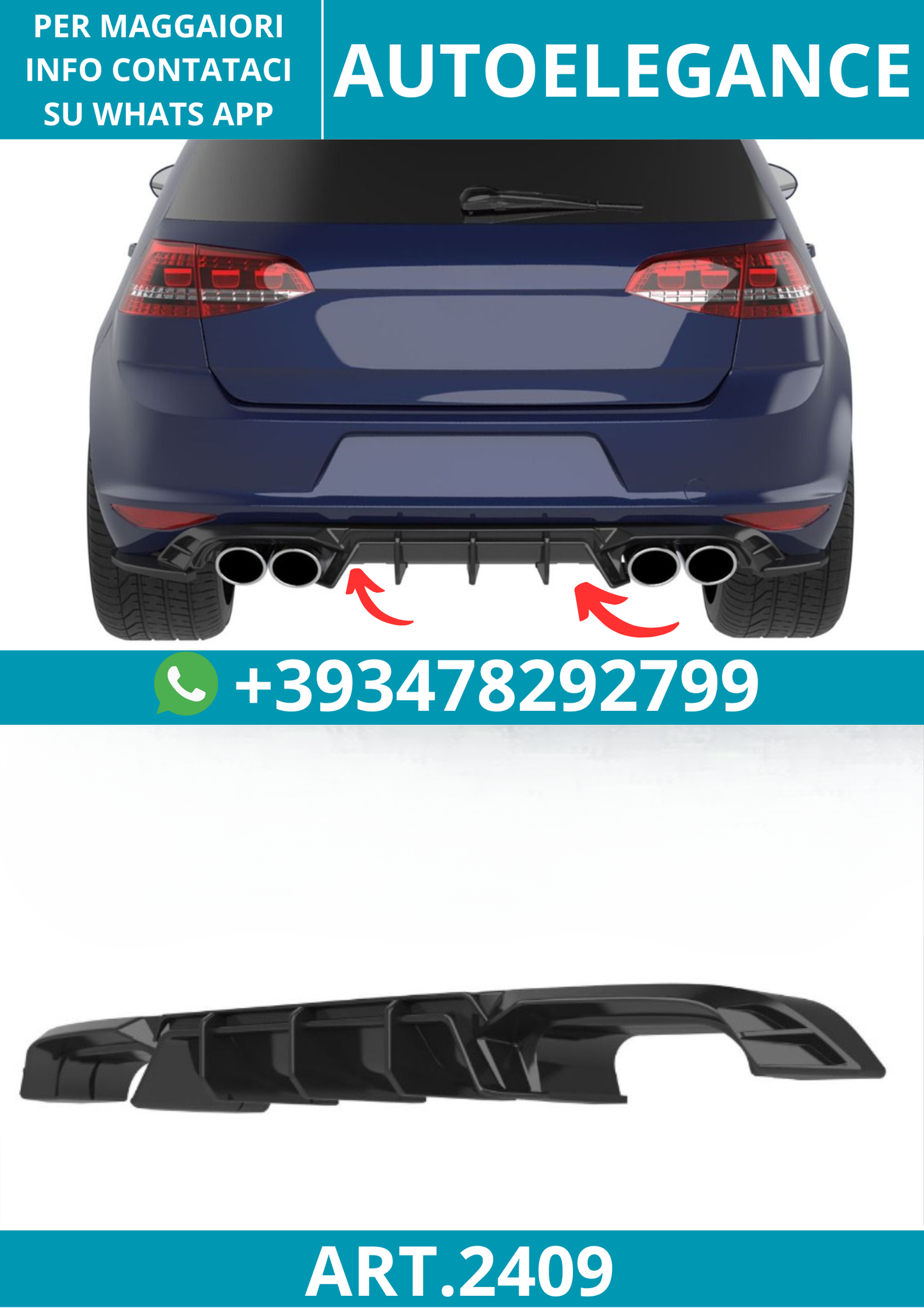 2409 ⭐Diffusore adatto per Volkswagen Golf Mk7 R (2013–2016)⭐