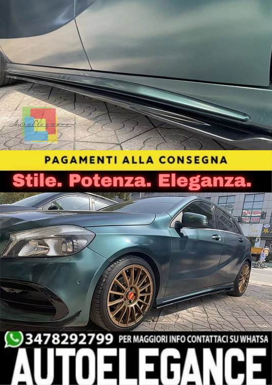 🔥DIFFUSORE MINIGONNE LATERALI PER MERCEDES W176 LUCIDO NERO🔥