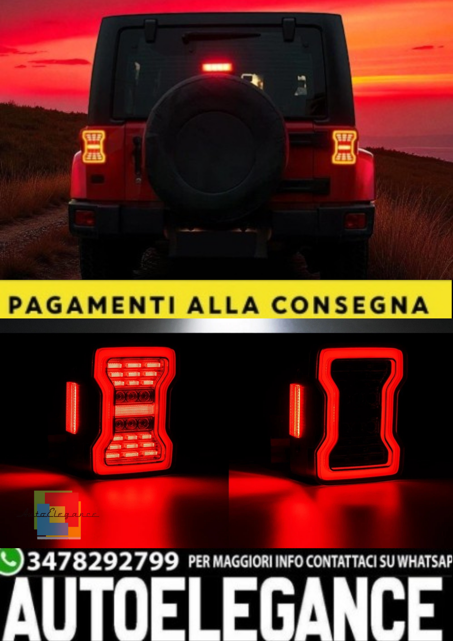 💫 Fanali Posteriori LED Nero Fumo per Jeep Wrangler JK (2007–2018)💫