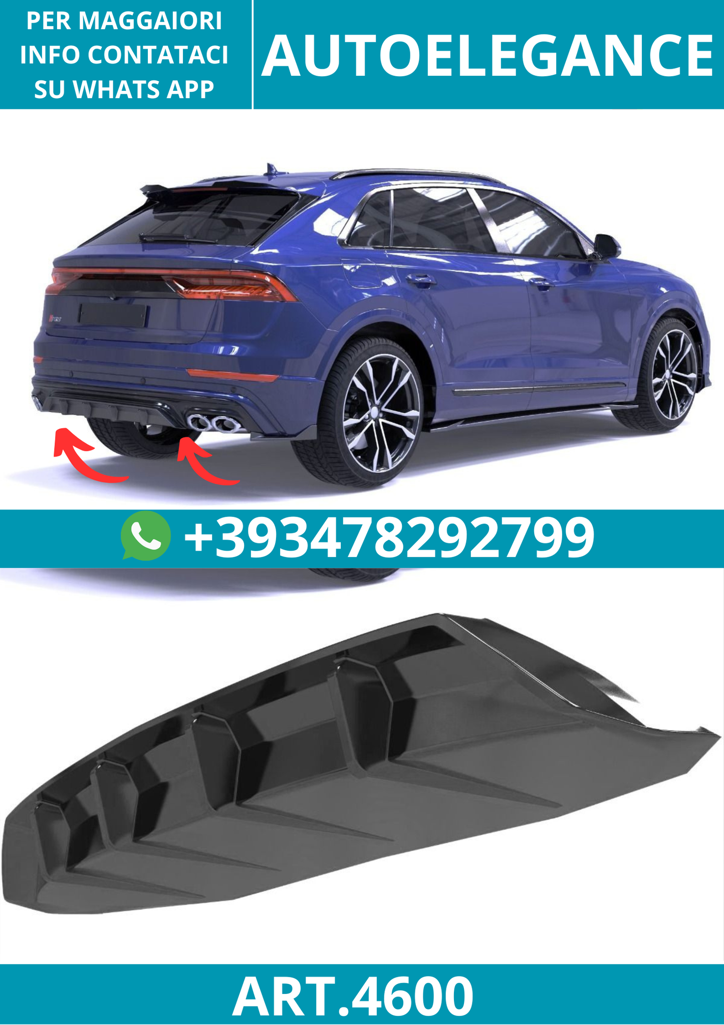 4600⭐Diffusore adatto per Audi SQ8 Mk1 (2019-2023)⭐