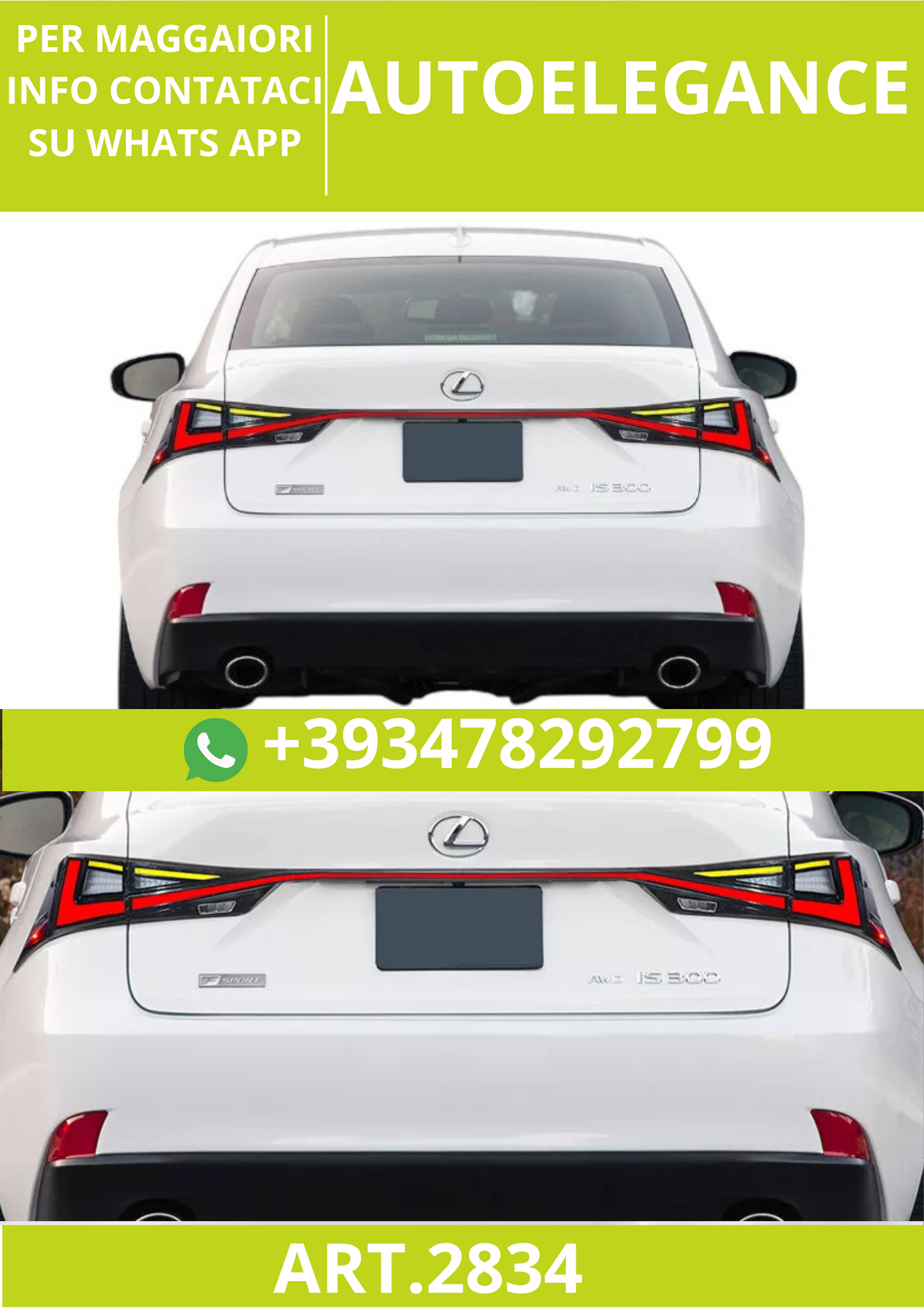🔥ART.2834 Fanali Posteriori a LED Fumé con Animazione per Lexus IS250 / IS300🔥