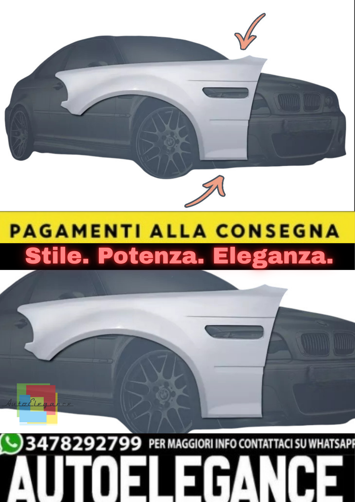 💫 Kit Parafanghi Anteriori Stile M3 per BMW Serie 3 E46 Coupé in Vetroresina💫