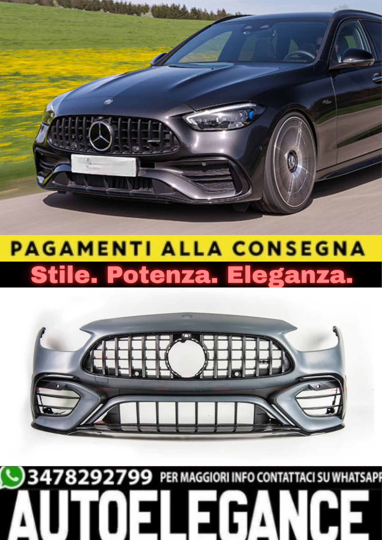 🔥Paraurti Anteriore adatto per Mercedes C-Class W206 Sedan Estate 2021+🔥