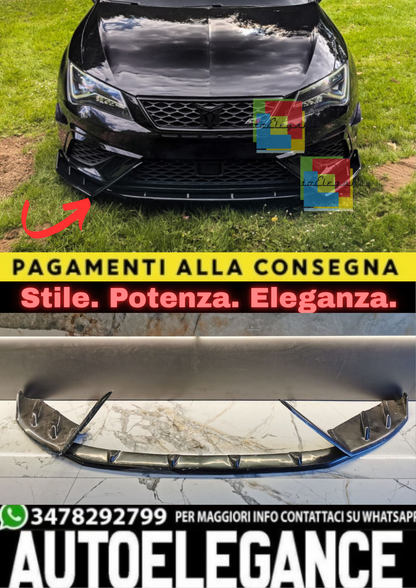 0008⭐SEAT LEON 5F SPOILER FR SPOILER SOTTO PARAURTI ANTERIORE ABS NERO SPLITTER✨