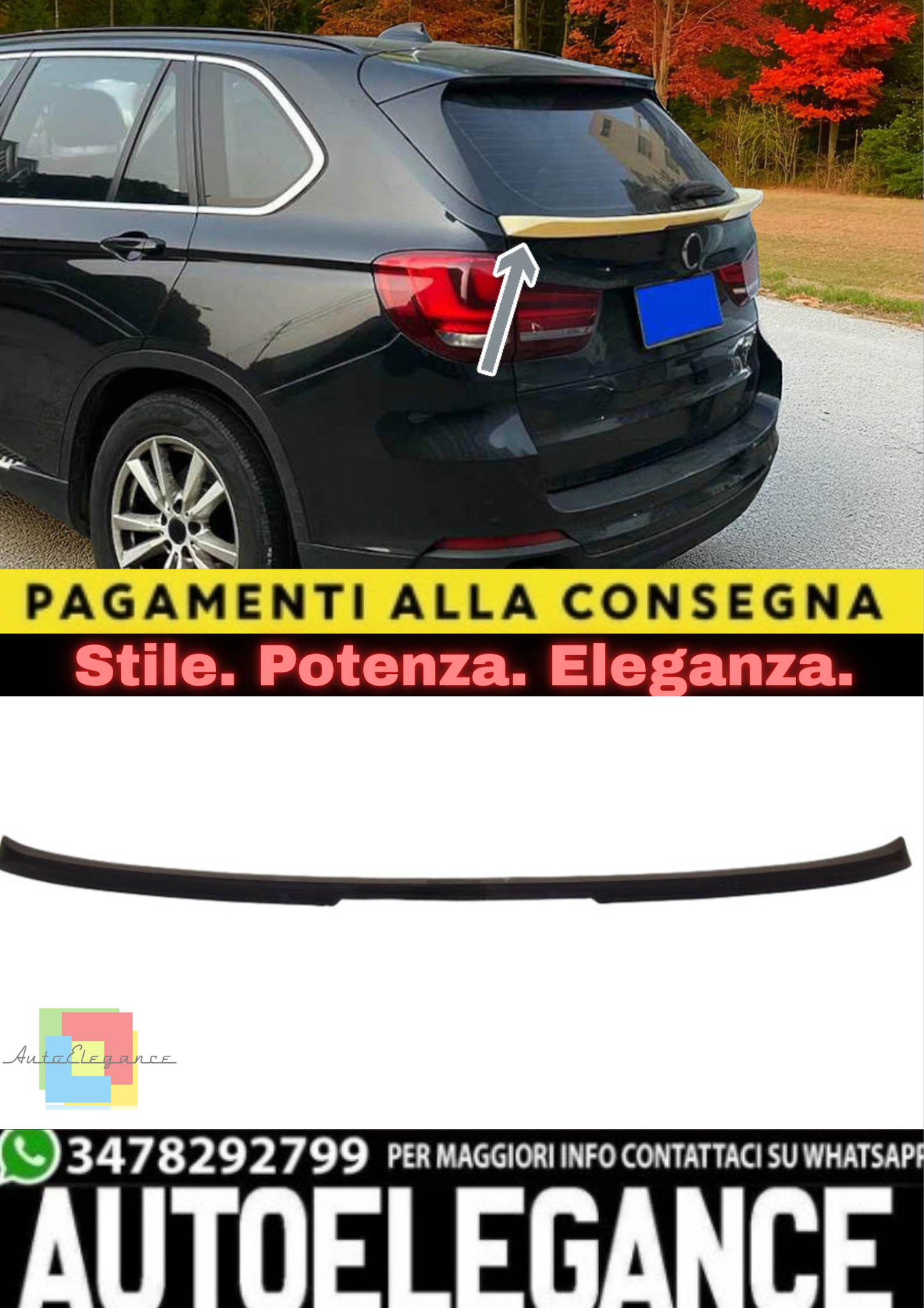 🔥Spoiler Posteriore Bagagliaio in ABS Nero Opaco per BMW X5 F15 (2013–2018)🔥