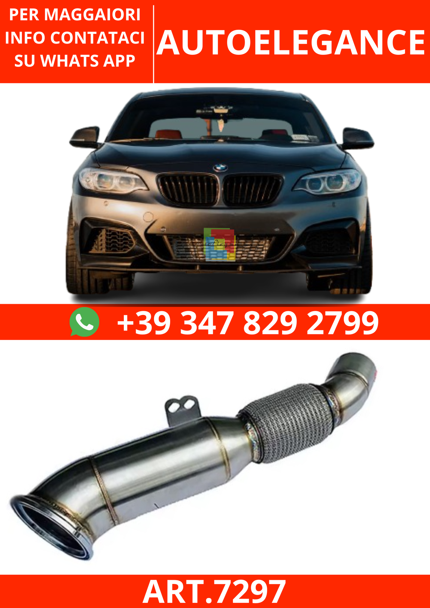 💫ART.7297 Downpipe Senza Catalizzatore per BMW Serie 2 F22💫