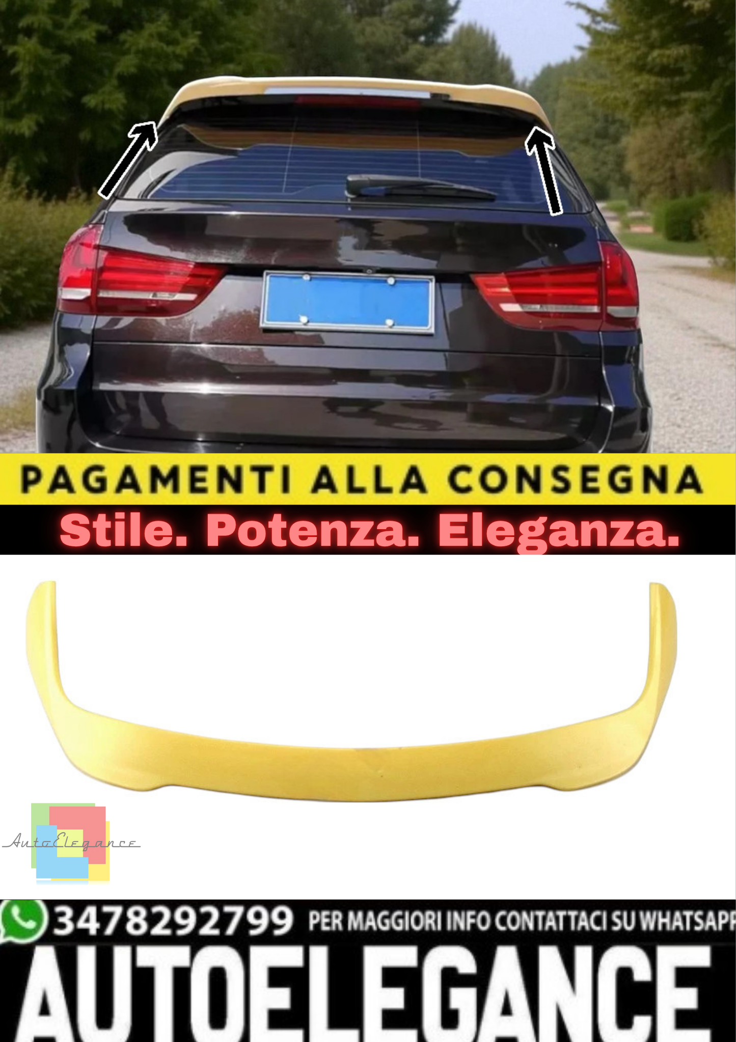🔥Spoiler Tetto Posteriore per BMW X5 F15 (2013–2018) – Tuning Sportivo in ABS🔥