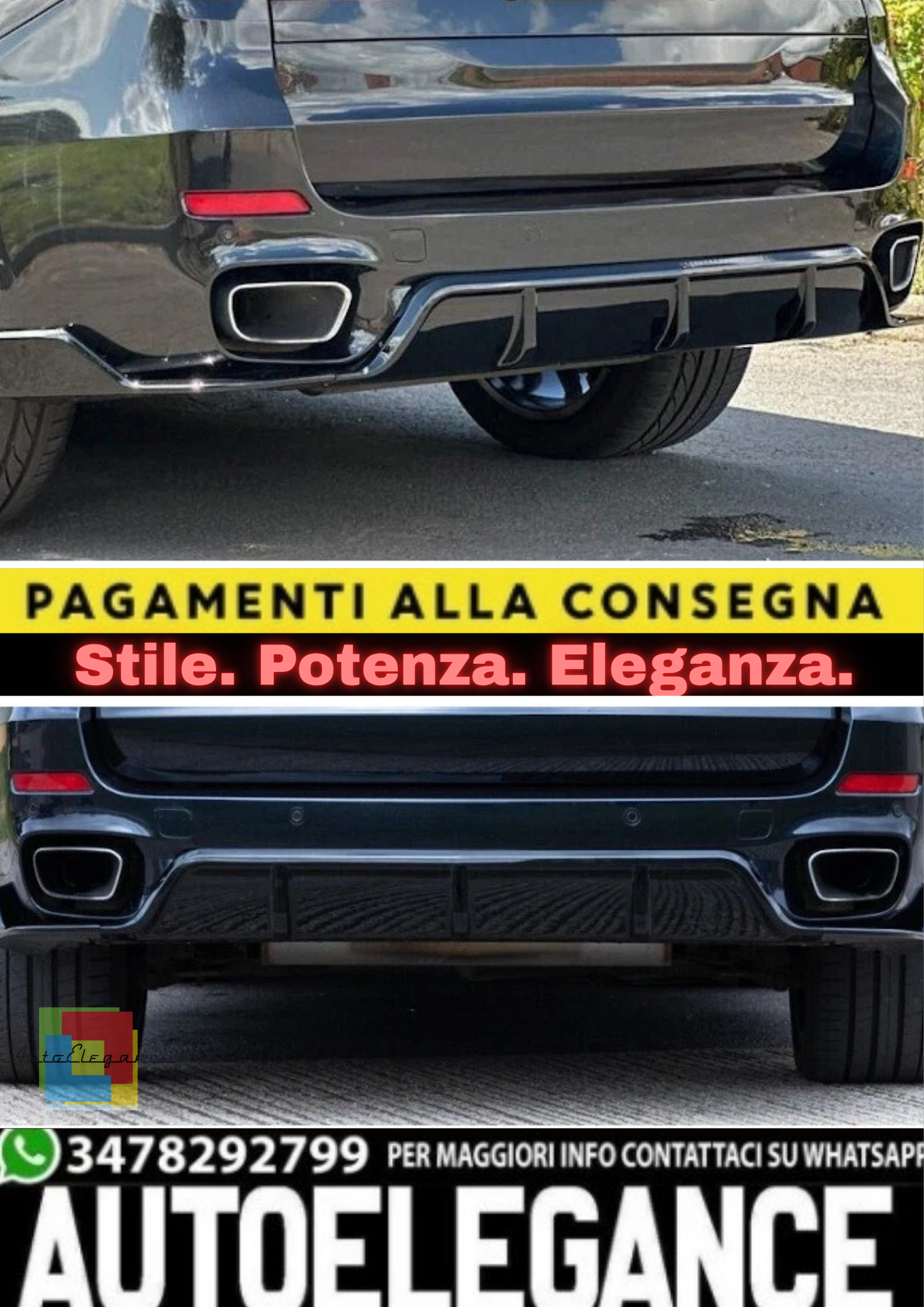 🔥Diffusore Posteriore per BMW X5 F15 (2013–2018) – Tuning in ABS Verniciato🔥