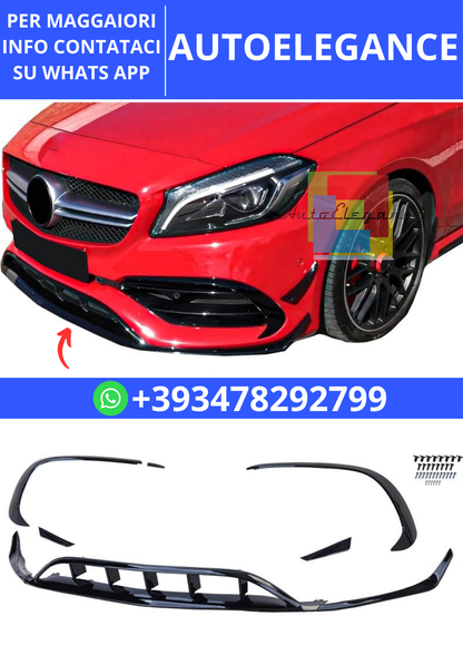 💫Kit Spliter Paraurti Anteriore Kit Alette Splitter per Mercedes A W176 15-18💫