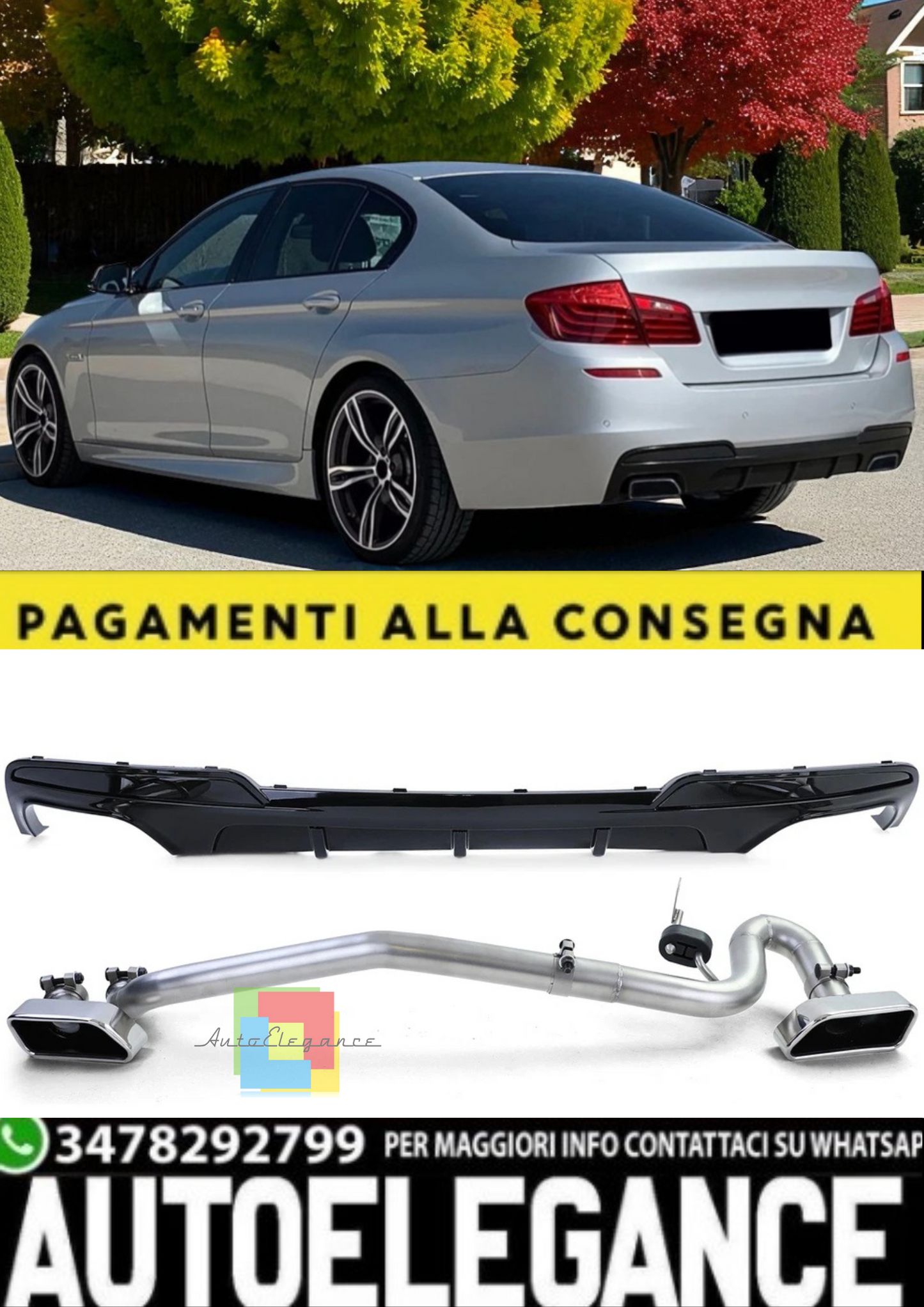 💫Convertitore di Scarico V8 Lucido + Terminale Duplex –Adatto per BMW Serie 5💫