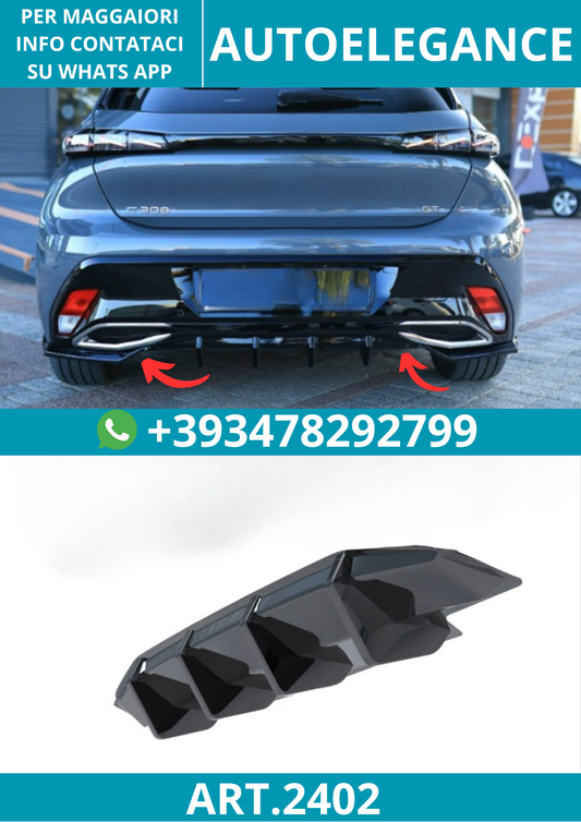 2402 ⭐Diffusore adatto per Peugeot 308 GT Mk3 Hatchback (2021–)⭐