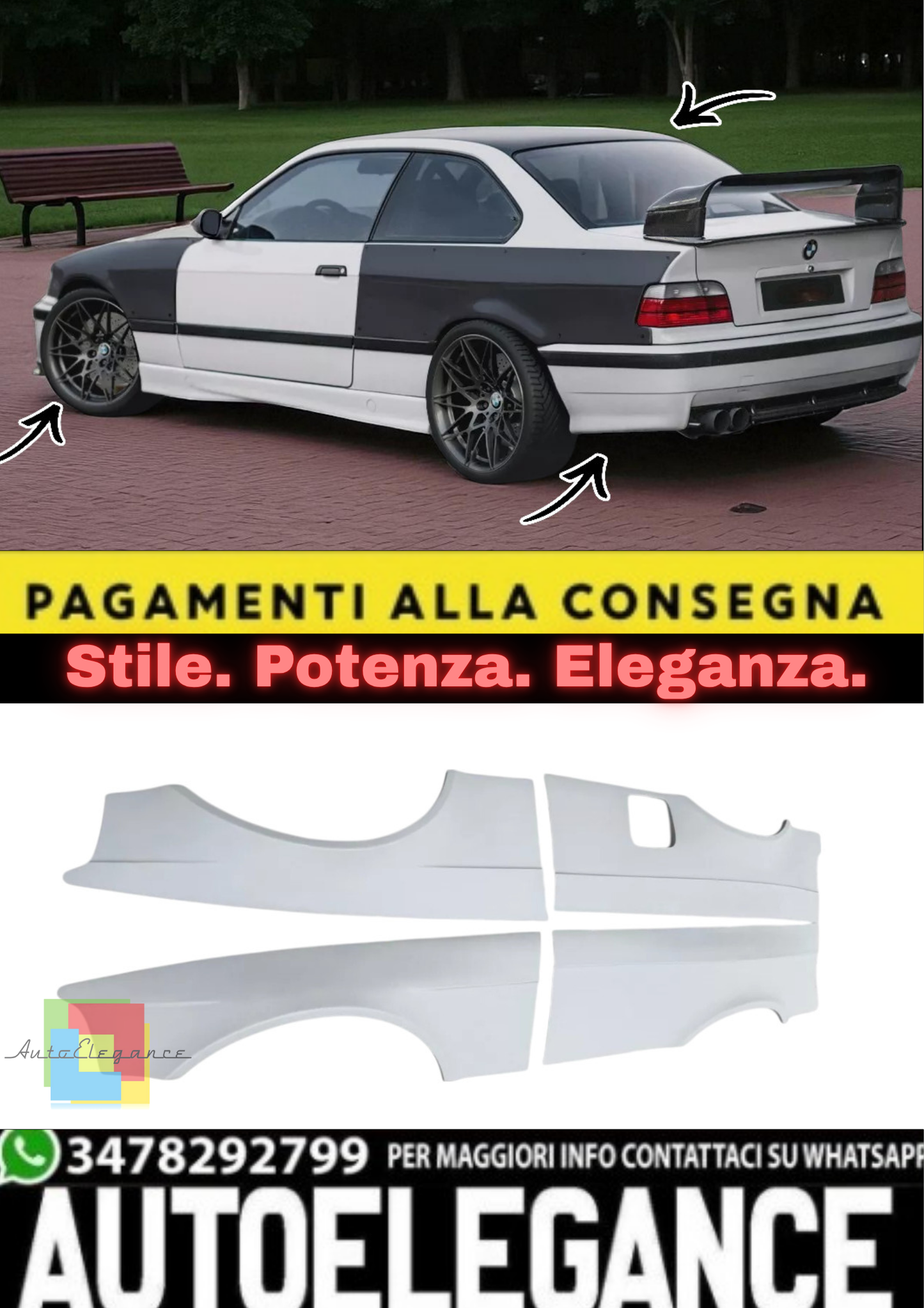 💫 Body Kit Largato “Felony Look” per BMW Serie 3 E36 Coupé (1992–1999) 💫
