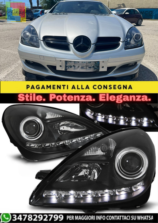 🔥FARI ANTERIORI DAYLIGHT BLACK PER MERCEDES R171 SLK 2004-2011🔥