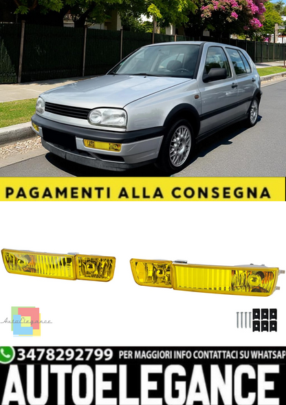 💫Set Fendinebbia in Vetro Giallo con Indicatore di Direzione per VW Golf 3 💫