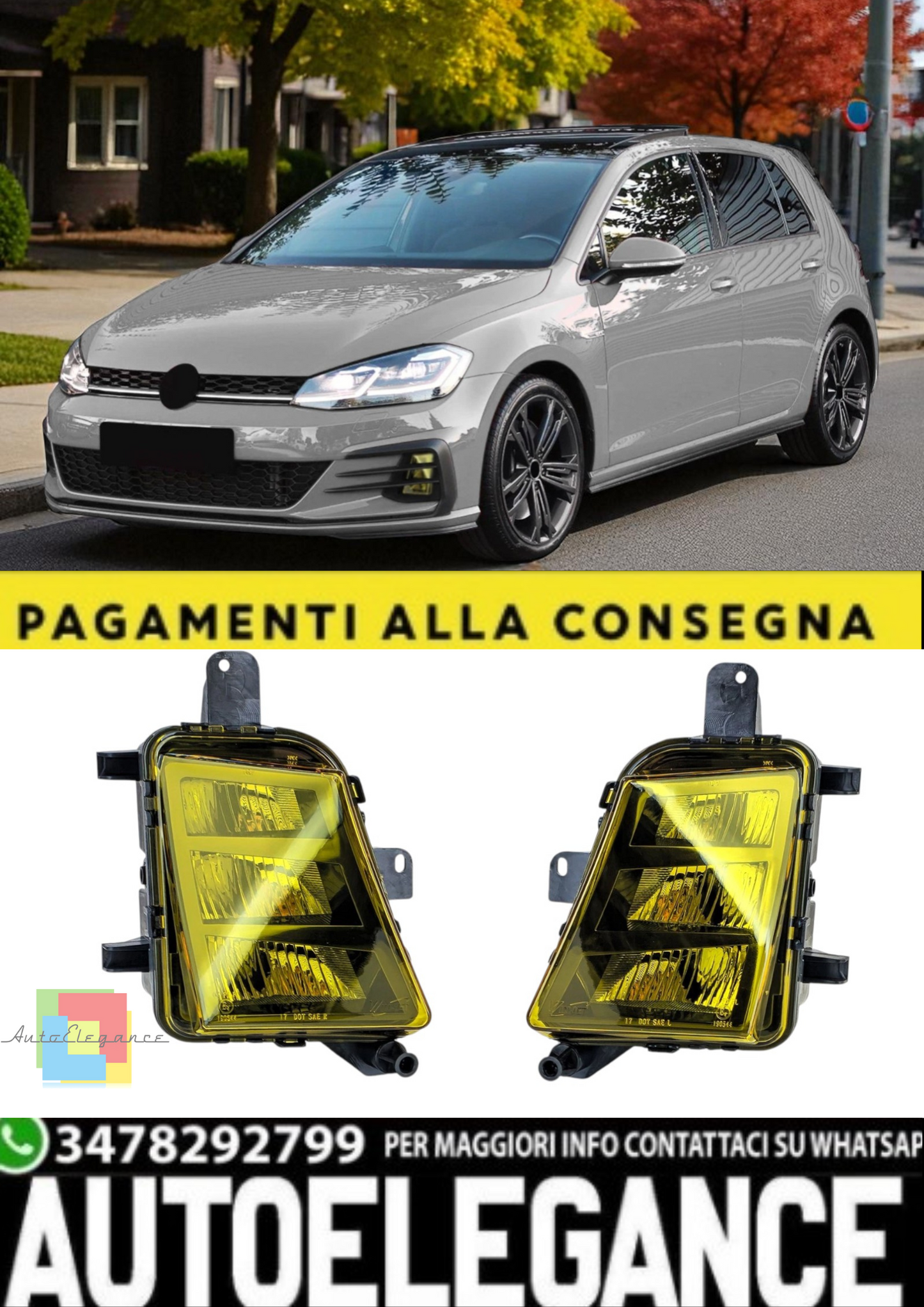 💫Fendinebbia a LED Gialli per VW Golf 7 GTI / GTD 5G1 (2013–2020) 💫