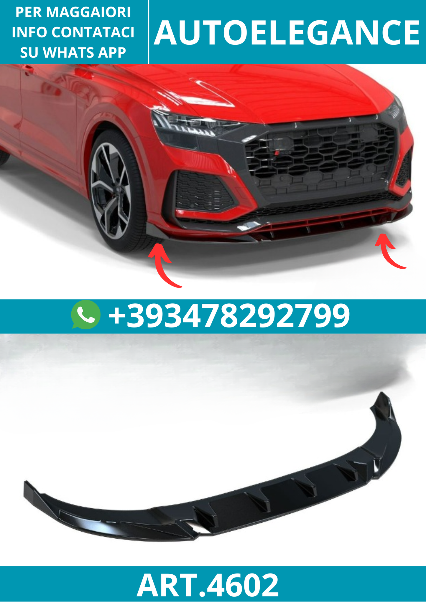 4602⭐Splitter anteriore adatto per Audi RSQ8 (2020-2024)⭐